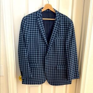 Men's Blue Checkered Blazer